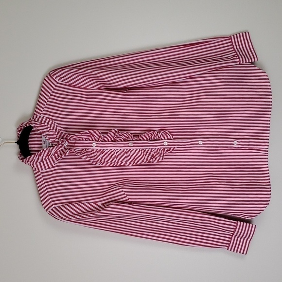 Vineyard Vines Womans Ruffle-Trim Striped Blouse Size 10 - Picture 2 of 12